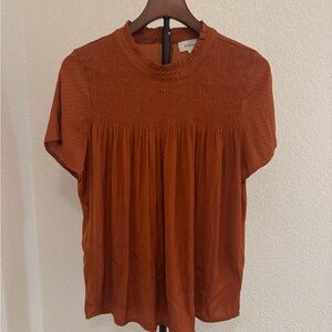 Babaton Rust Smocked Blouse